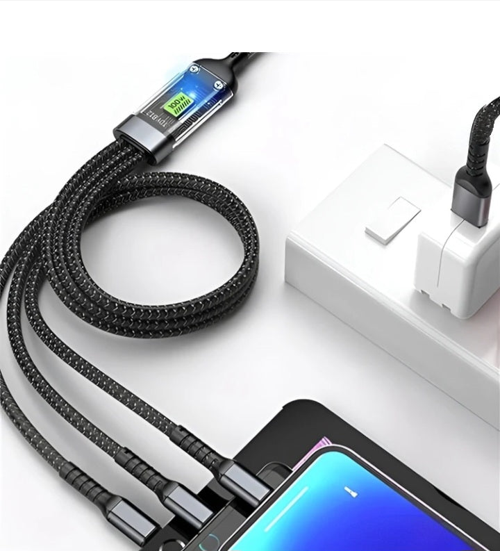 Poppybox Premium Quality 3-In 1 Data Cable 100W/6A