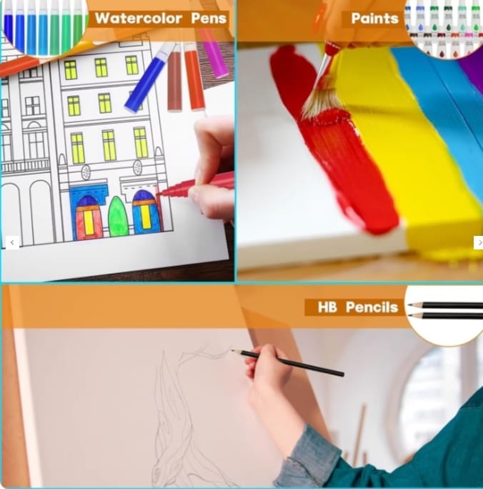 Poppybox 145 Pieces Art Supplies Set for Kids