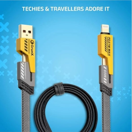4 in 1 Metal Alloy Ports Fast Charging & Data Transfer 65W Cable.