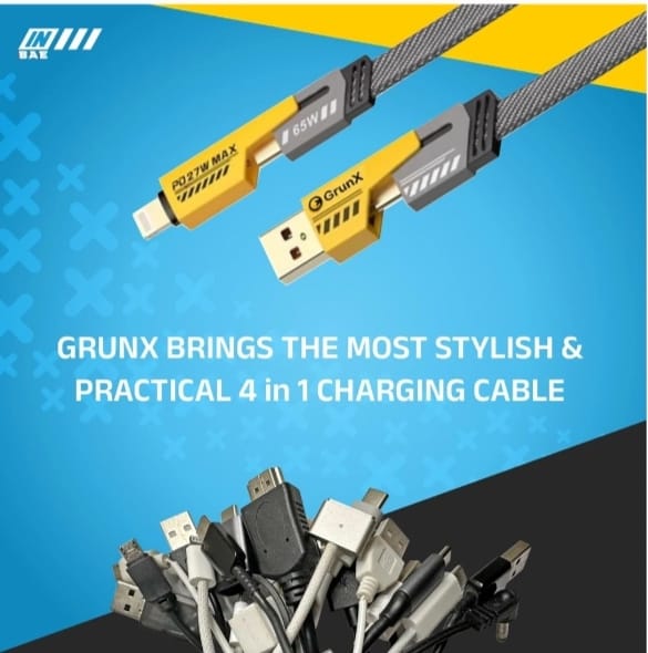 4 in 1 Metal Alloy Ports Fast Charging & Data Transfer 65W Cable.